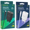 Блок питания сетевой 1 USB Borofone, BN1, 2100mA, пластик, кабель Type-C, цвет: чёрный