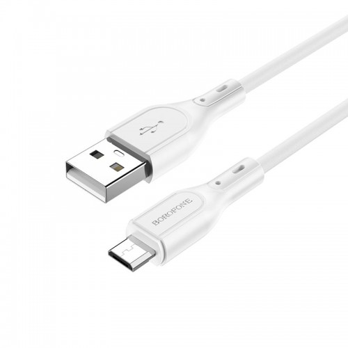 Кабель USB - микро USB Borofone BX66 Wide, 1.0м, круглый, 2.4A, силикон, цвет: белый