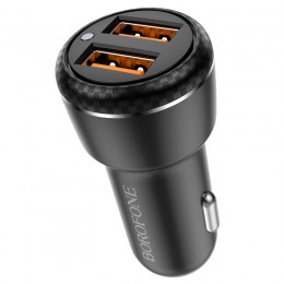 Блок питания автомобильный 2 USB Borofone BZ17, Core, 3000mA, 18Вт, QC3.0, FCP, AFC, цвет: чёрный
