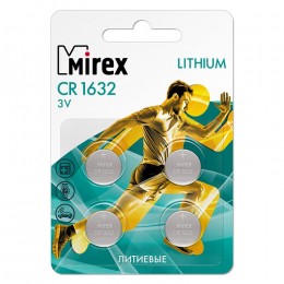 Батарейка Mirex CR1632-4BL Lithium, 3В, (4/216/648), (арт.23702-CR1632-E4)

