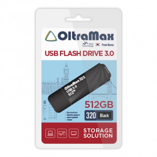 Флеш-накопитель 128Gb OltraMax 320, USB 3.0, пластик, чёрный