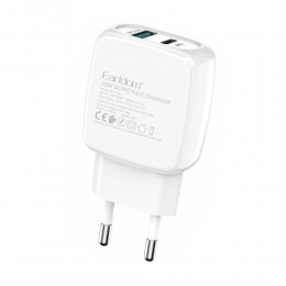 Блок питания сетевой 1 USB, Type-C Earldom ES-EU21, 3400mA, 20Вт, QC3.0, PD, цвет: белый