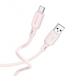 Кабель USB - Type-C Borofone BX94 Crystal Color, 1.0м, 2.4A, цвет: светло-розовый
