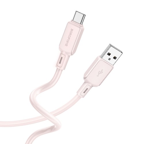 Кабель USB Type-C Borofone BX94 Crystal Color, 1.0м, 2.4A, светло-розовый
