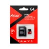 Карта памяти microSD 64Gb Netac, Extreme Pro, Class10 UHS-I A1 V30, 100MB/s, с адаптером