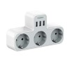 Сетевой фильтр TESSAN TS-323, 3 розетки, 3 USB, серый
