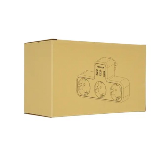 Сетевой фильтр TESSAN TS-323, 3 розетки, 3 USB, серый
