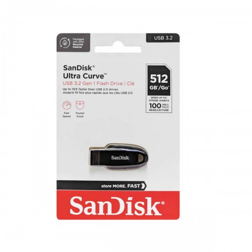 Флеш-накопитель 512Gb SanDisk Ultra Curve, USB 3.2, пластик, чёрный