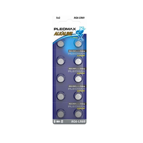 Батарейка Samsung Pleomax AG6 (370) LR920, LR69-10BL Button Cell, (10/100/1000/98000), (арт.Б0061004)