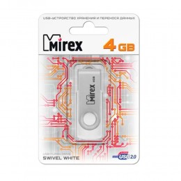 Флеш-накопитель 4Gb Mirex SWIVEL, USB 2.0, металл, белый