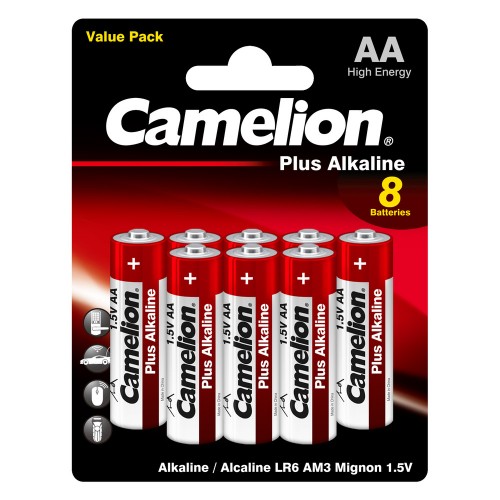 Батарейка AA Camelion LR06-8BL Plus Alkaline, 1.5B, (8/48/576), 8шт