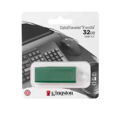 Флеш-накопитель 32Gb Kingston DataTraveler Exodia, USB 3.2 gen, пластик, зелёный