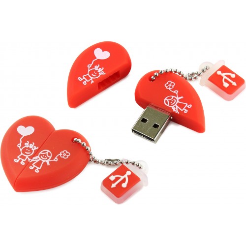 Флеш-накопитель 16Gb SmartBuy Wild series Heart, USB 2.0, пластик, красный