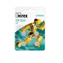 Батарейка Mirex CR1225-4BL Lithium, 3В, (4/216/648), (арт.23702-CR1225-E4)