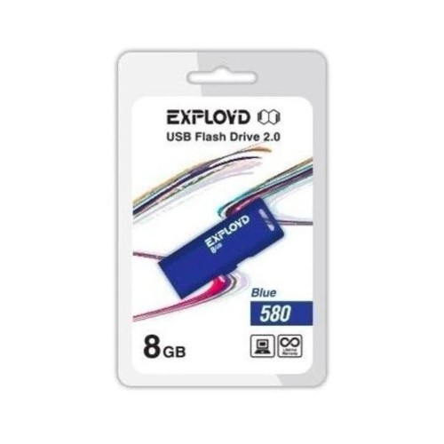 Флеш-накопитель 8Gb Exployd 580, USB 2.0, пластик, синий