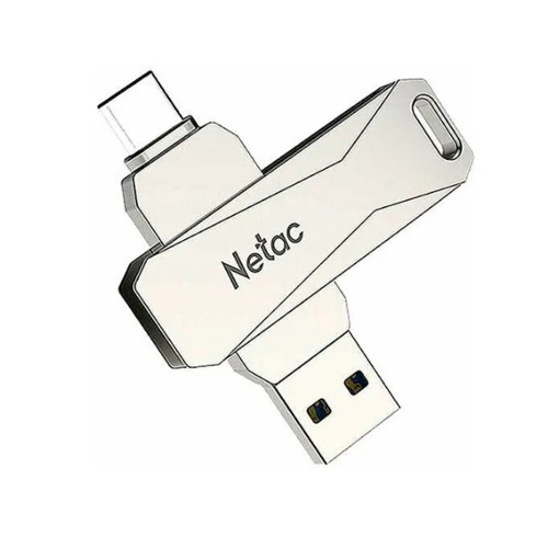 Флеш-накопитель 32Gb Netac Dual U381, USB 3.0, микро USB, пластик, серебряный