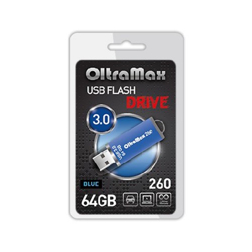 Флеш-накопитель 64Gb OltraMax 260, USB 3.0, пластик, синий