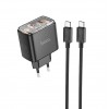 Блок питания сетевой 2 Type-C HOCO CS43A, Smart, 5V, 3.0A, PD 45Вт, кабель Type-C, Type-C, 1.0м, цвет: белый