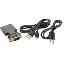 Переходник VGA(m) - HDMI(f) VCOM CA337, 1080p, 60Гц, цвет: чёрный