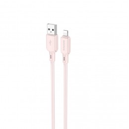 Кабель USB - 8 pin Borofone BX94 Crystal Color, 1.0м, 2.4A, цвет: розовый
