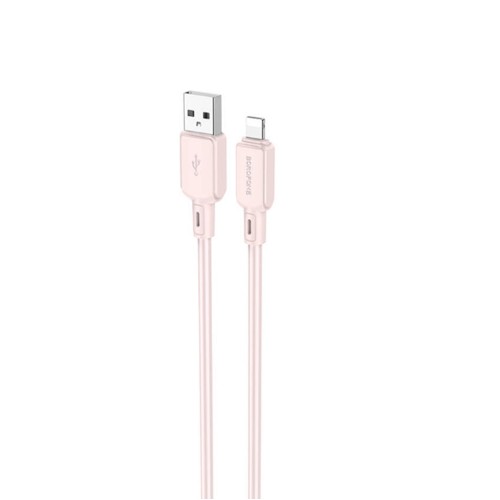 Кабель USB 8 pin Borofone BX94 Crystal Color, 1м, 2.4A, розовый
