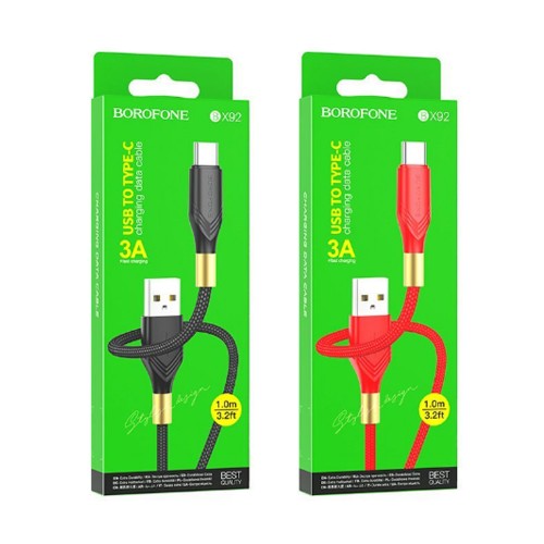 Кабель USB - Type-C Borofone BX92 Advantage, 1.0м, 3,0А, 20Вт, PD, цвет: чёрный