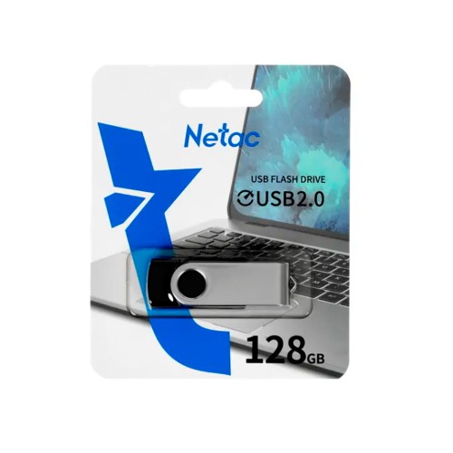 Флеш-накопитель 128Gb Netac U505, USB 2.0, металл, пластик, чёрный, серебряный