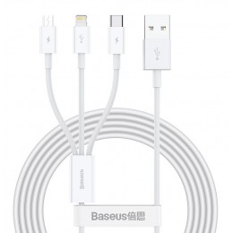 Кабель USB - 8 pin, Type-C, микро USB Baseus Superior, 1.5м, 3.5A, цвет: белый