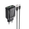 Блок питания Borofone BA54A 2 USB, 1м кабель, чёрный
