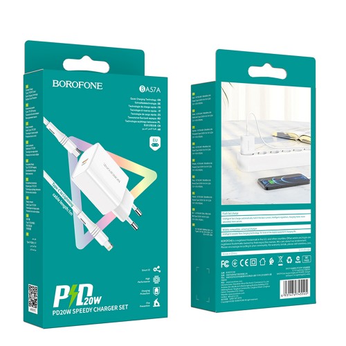 Блок питания Borofone BA57A, 20Вт, QC3.0, PD3.0, белый
