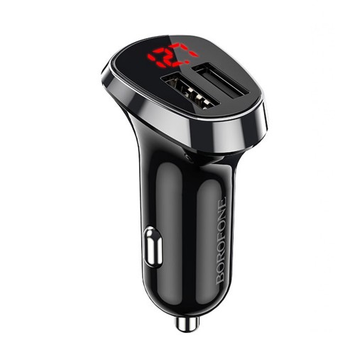 Блок питания автомобильный Borofone BZ15, 2 USB, 2400mA, чёрный
