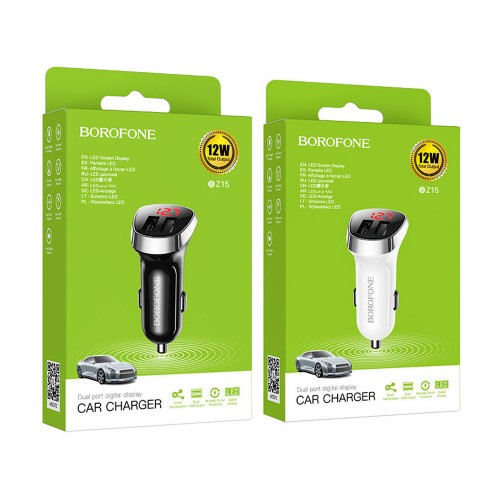 Блок питания автомобильный Borofone BZ15, 2 USB, 2400mA, чёрный
