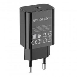 Блок питания сетевой 1 Type-C Borofone BA65A, 3000mA, 20Вт, PD/ QC/ FCP/ AFC, цвет: чёрный
