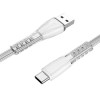 Кабель USB - Type-C Borofone BU31 Clear shadow, 1.0м, 3.0A, цвет: серебряный