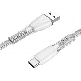 Кабель USB - Type-C Borofone BU31 Clear shadow, 1.0м, 3.0A, цвет: серебряный