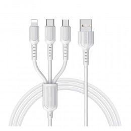 Кабель USB - 8 pin, Type-C, микро USB Borofone BX16 Easy, 1.0м, 2.0A, цвет: белый
