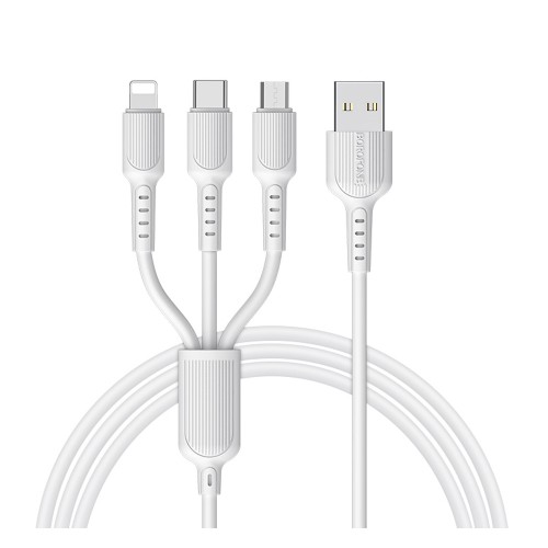 Кабель USB 8 pin, Type-C, микро USB Borofone BX16 Easy 1.0м белый
