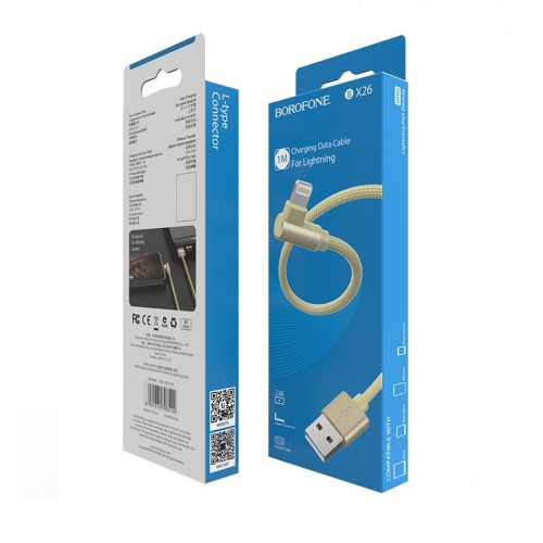 Кабель USB - 8 pin Borofone BX26 Express, 1.0м, 2.4A, цвет: золотой