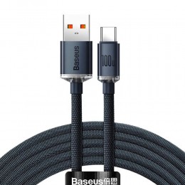 Кабель USB - Type-C Baseus CAJY000501 Crystal Shine, 2.0м, круглый, 5.0A, силикон, цвет: чёрный