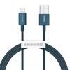 Кабель USB - 8 pin Baseus CALYS-C03, 2.0м, круглый, 2.4A, нейлон,  пластик, QC3.0, цвет: синий