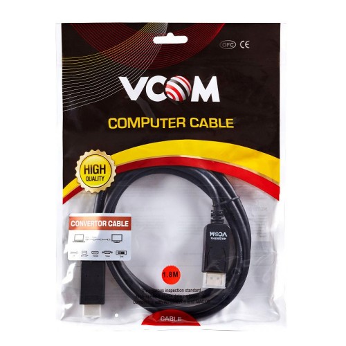 Кабель DisplayPort(m) - HDMI(m) VCOM CG609, 1.8м, 4k, 60Гц, цвет: чёрный