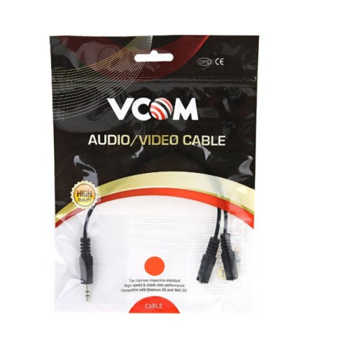 Кабель Jack 3,5mm(m) - 2xJack 3,5mm(f) VCOM CV203, 0.2м, цвет: чёрный