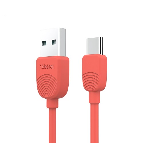 Кабель USB - Type-C Celebrat SKY-2T, 1.0м, круглый, силикон, цвет: красный