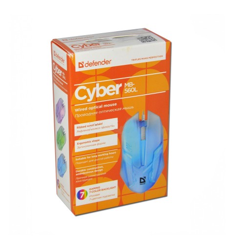 Мышь проводная Defender MB-560L Cyber, оптическая, белая
