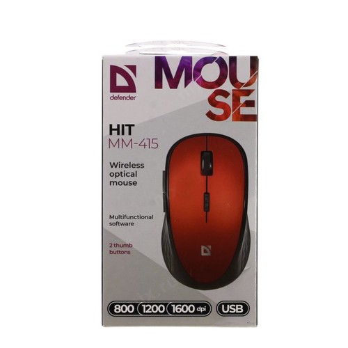 Беспроводная мышь Defender MM-415 Hit, красная
