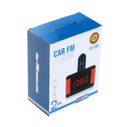 FM-трансмиттер FM-S20 BT, Bluetooth, чёрный - качественный звук
