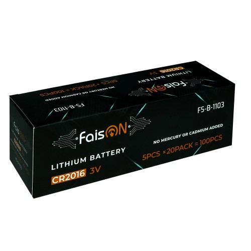 Батарейка FaisON CR2016-5BL Lithium, 3,0 B, (5/100/2000), (арт.FS-B-1103)