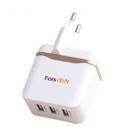 Блок питания сетевой 3 USB FaisON FS-Z-987, FORTE, 3100mA, 3100mA, 3100mA, цвет: белый