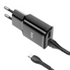 Блок питания сетевой 2 USB HOCO C88A, Star, 2400mA, кабель микро USB, цвет: чёрный