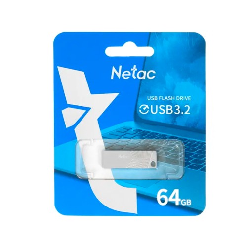 Флеш-накопитель 64Gb Netac UM1, USB 3.2, металл, серебряный